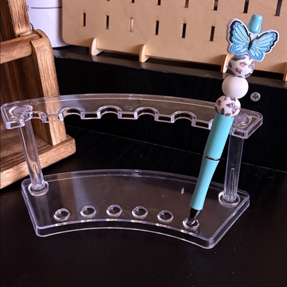 Handcrafted blue butterflies beaded pen